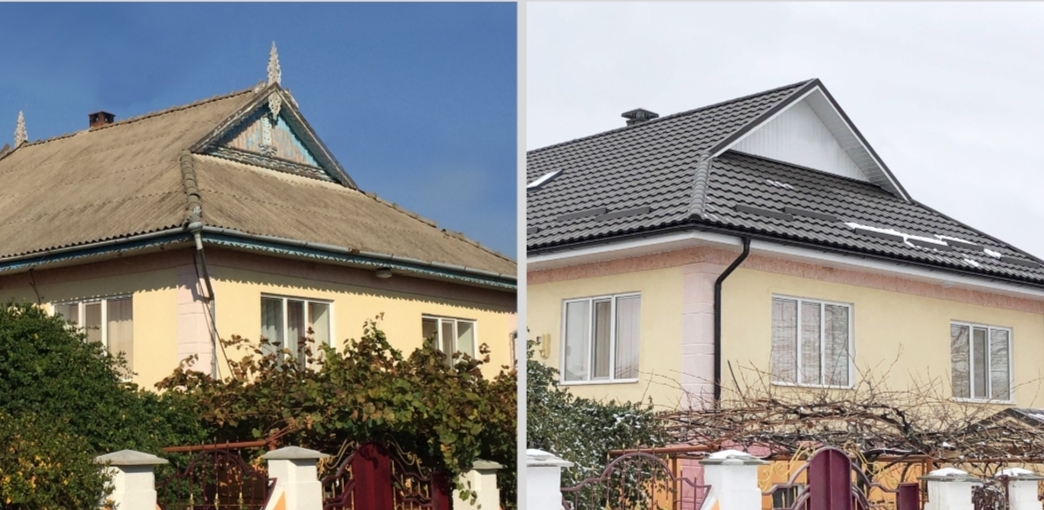 Transformare acoperiș înainte și după