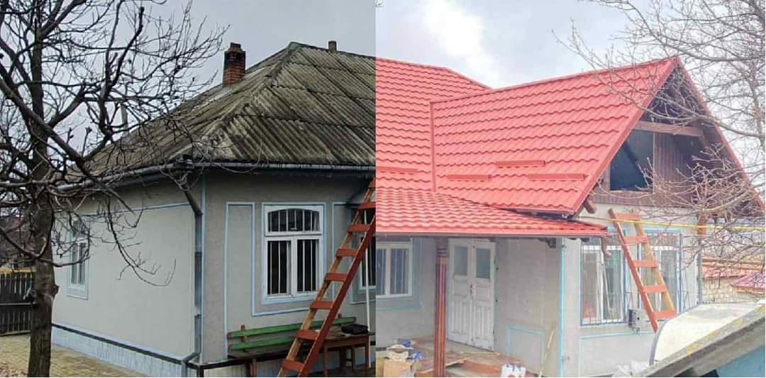 Transformare acoperiș înainte și după